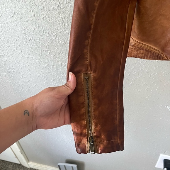 NWT Stoosh Brown Faux Leather Cropped Jacket - Picture 10 of 10